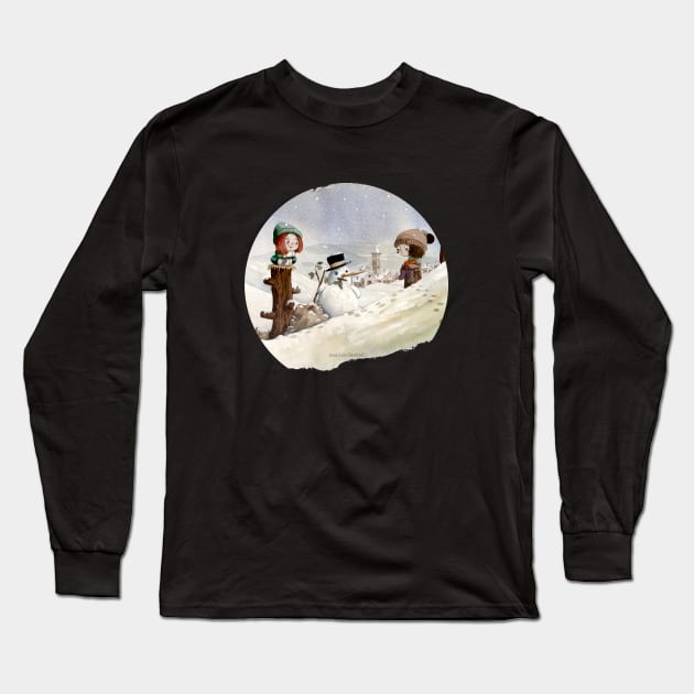 Snowman Long Sleeve T-Shirt by Oceanjose